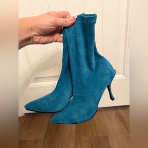 Fashion Nova Teal Heeled Boots